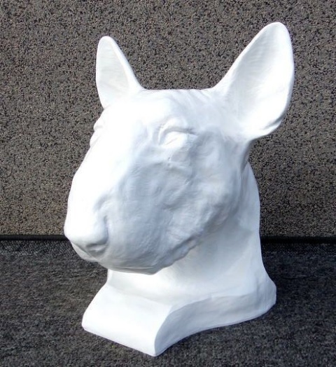 Bulterier popiersie (białe)